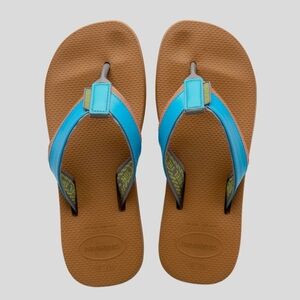 Havaianas Men's Urban Tech Flip Flops - Blue, Orange, Gray, And Tan - Size 9/10